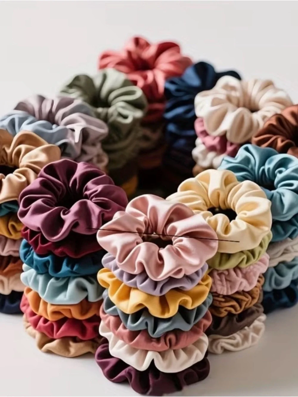 10 for $15 Colorful Satin Scrunchie Set-Multicolor-color randomly selected